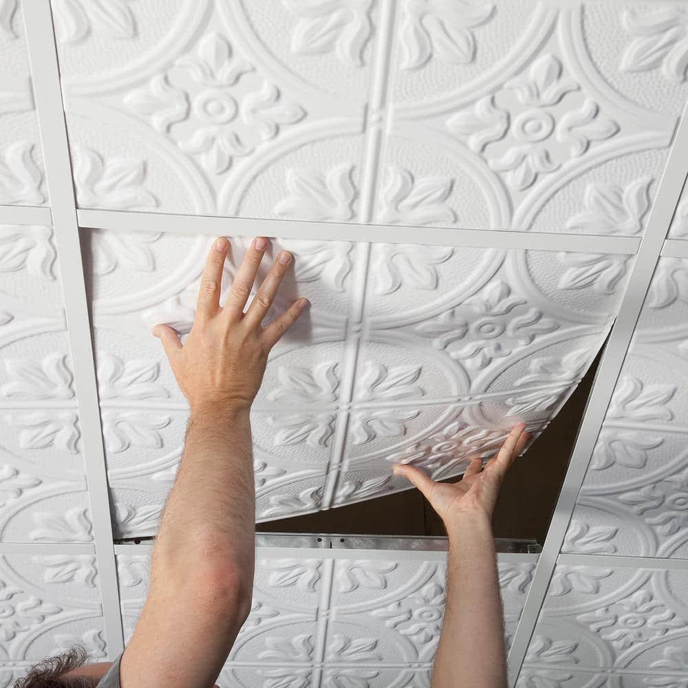 Traditional 24'' L x 24'' W Textured Vinyl Drop-In Ceiling Tile