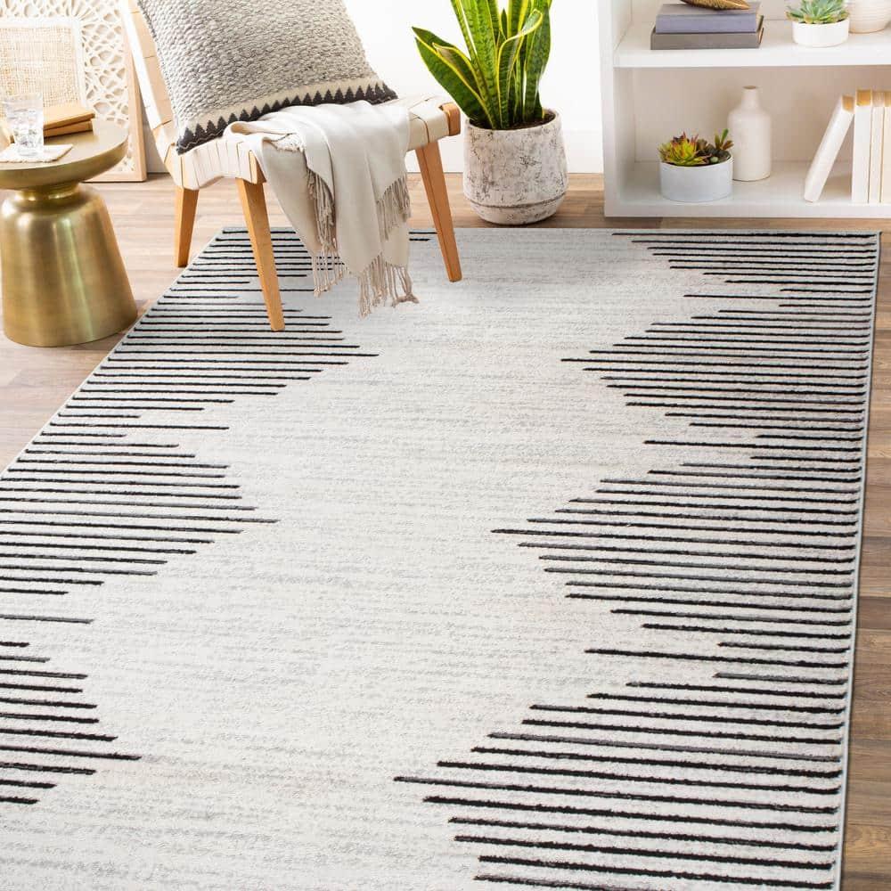 World Rug Gallery Bohemian Stripe Area Rug - Cream 7'10" x 10'