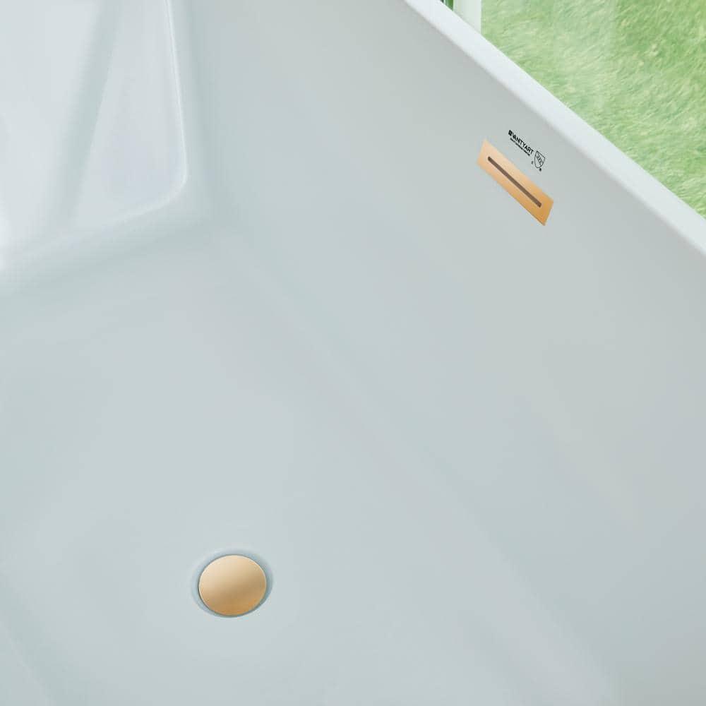 Vanity Art 67" Acrylic Freestanding Soaking Bathtub with Overflow and Pop-up Drain