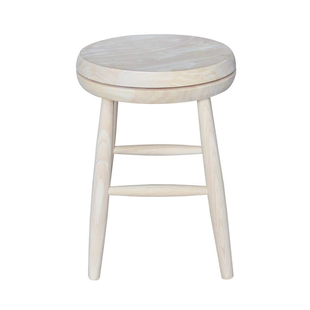 Jonathan Swivel Scooped Seat 18" Stool - Unfinished - International Concepts: Solid Wood, Round, No Assembly Required