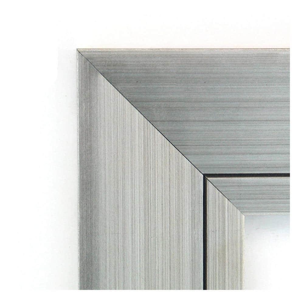 Amanti Art Beveled Wood Bathroom Wall Mirror - Romano Silver Frame - Outer Size: 35 x 29 in