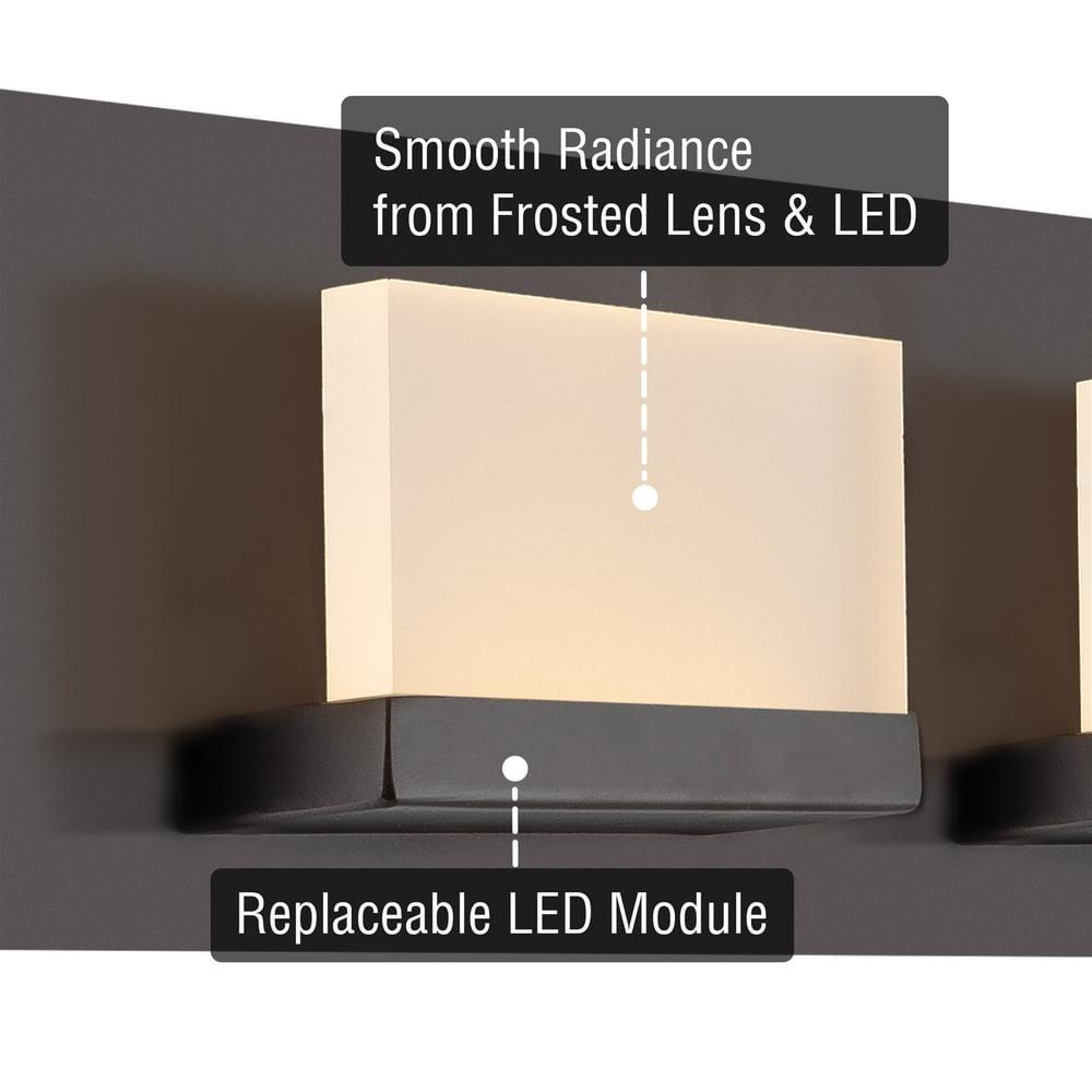 Kira Home Everett 48" 60W Integrated LED Bathroom / Light, Rectangular Acrylic Lenses, 3000k Light, Oil Rubbed Bronze