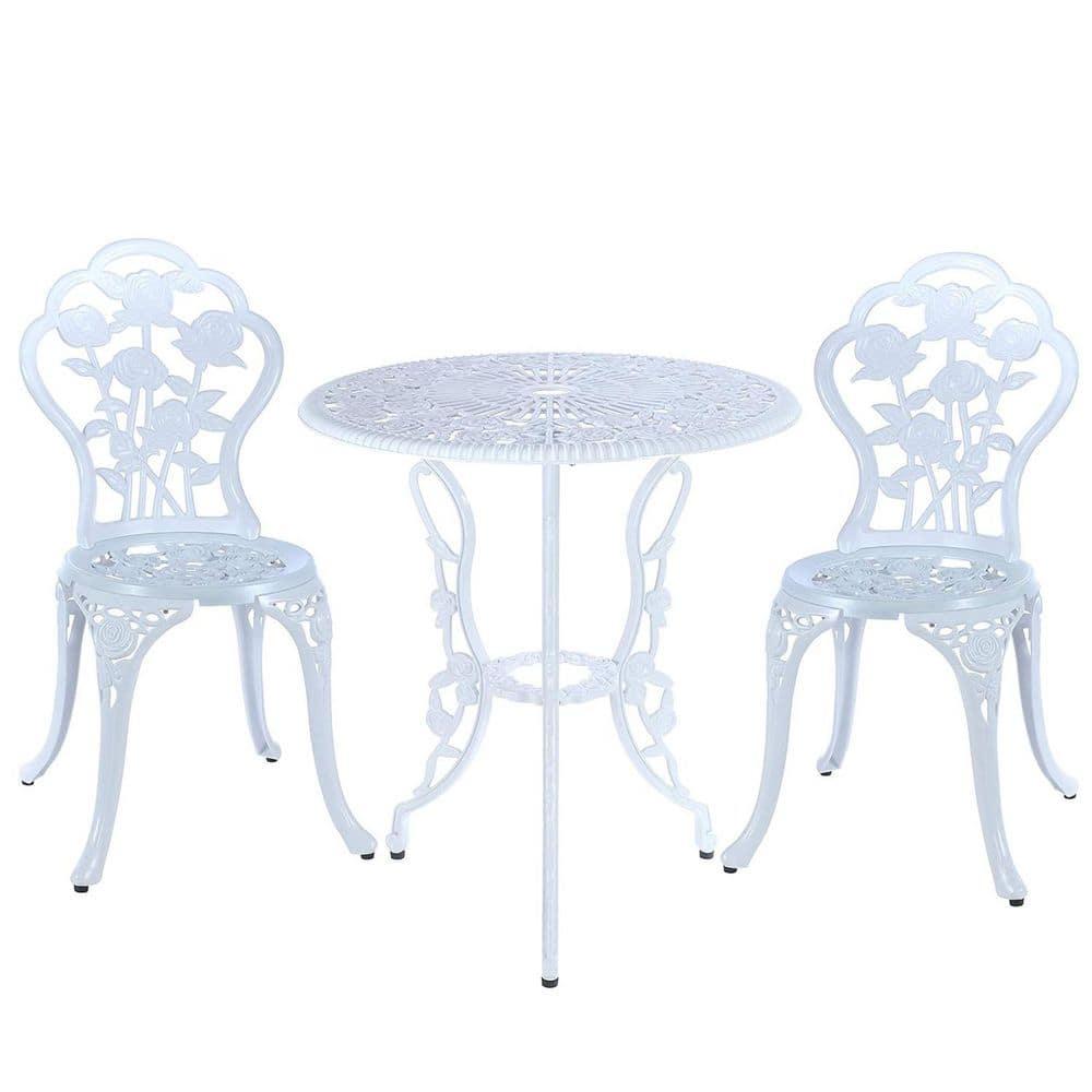 SunnyDaze Decor 2 - Person Metal Patio Dining Set with Round Table