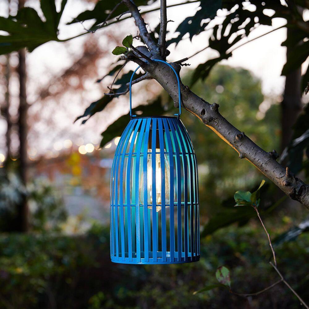 9.75" Metal Woven Solar Powered  Outdoor Hanging Lantern