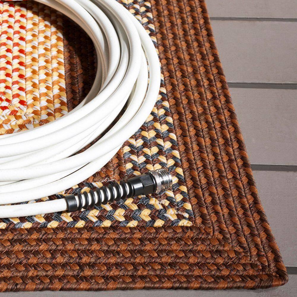 SAFAVIEH Braided Angel Bordered Machine Washable Reversible Area Rug, Brown/Light Brown, 2' x 3'