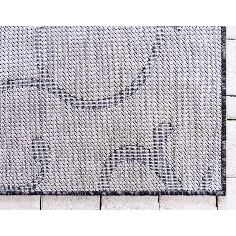 Unique Loom Outdoor Botanical Collection Area Rug - Curl (4' 1" x 6' 1" Rectangle Charcoal Gray/Gray)