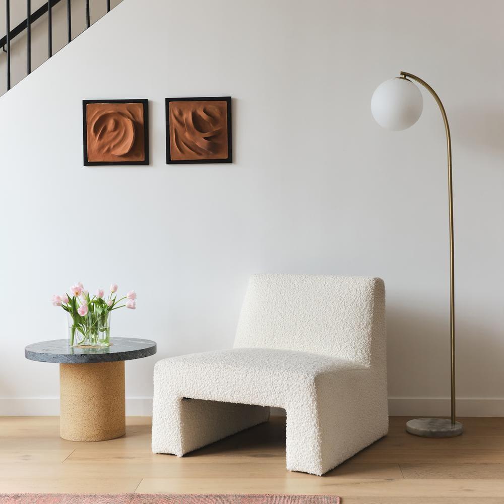 Brightech Luna Drop 75 in. Modern LED Arched Standing Floor Lamp with Frosted Glass Globe Shade