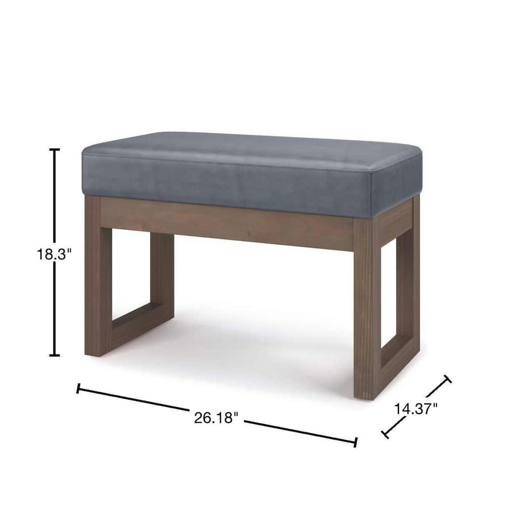 Simpli Home Milltown Ottoman Bench with Upholstered Seat and Solid Wood Frame