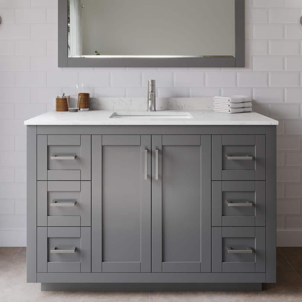 Wyndham Collection Miranda 48" Freestanding Single Bathroom Vanity with Cultured Marble Top