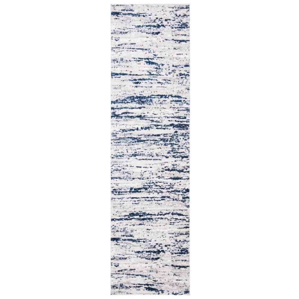 Amelia ALA768 Power Loomed Runner Rug - Grey/Navy - 2'2"x10' - Safavieh.