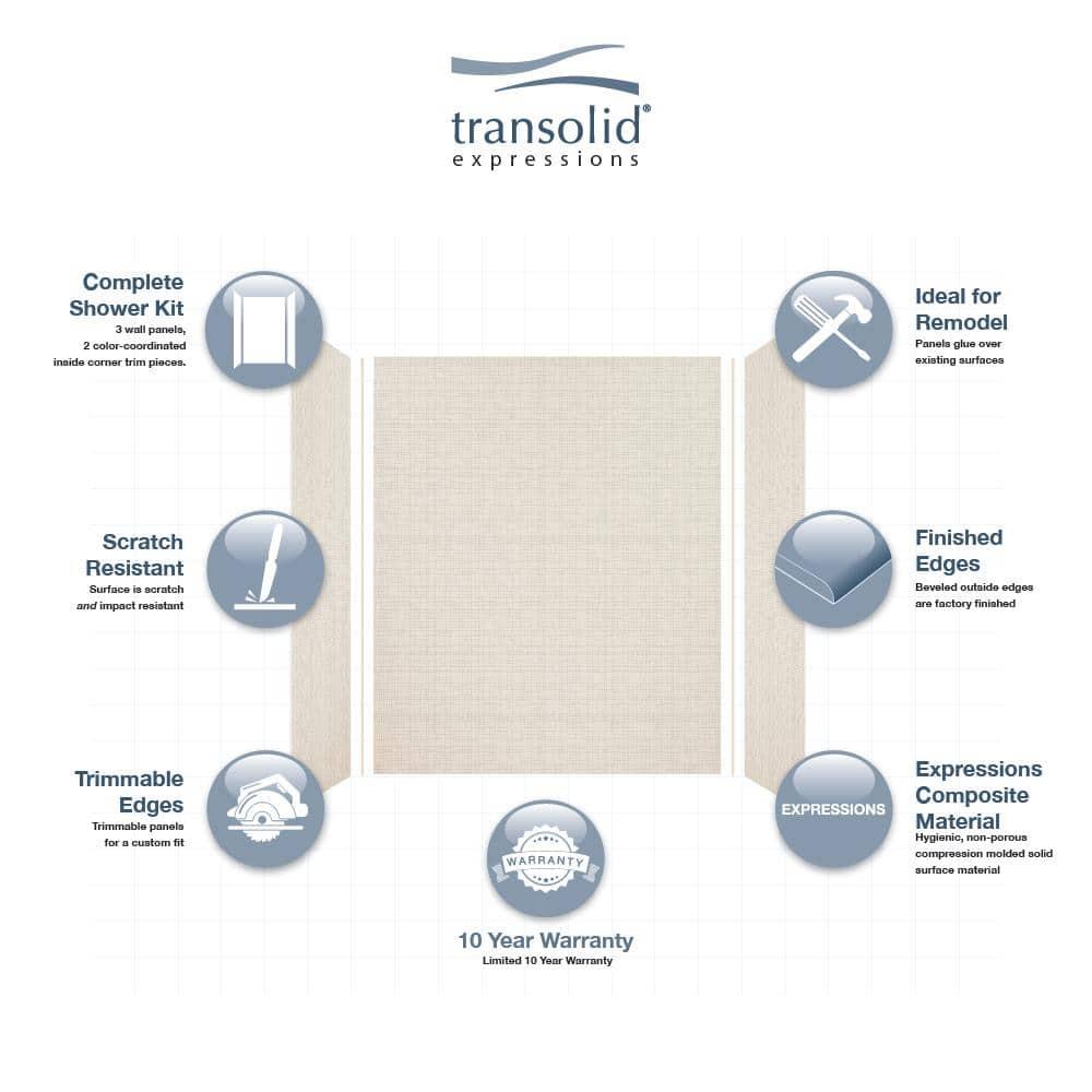 Transolid Expressions 60'' W 36'' D 72'' H Glue Up Solid Surface Wall