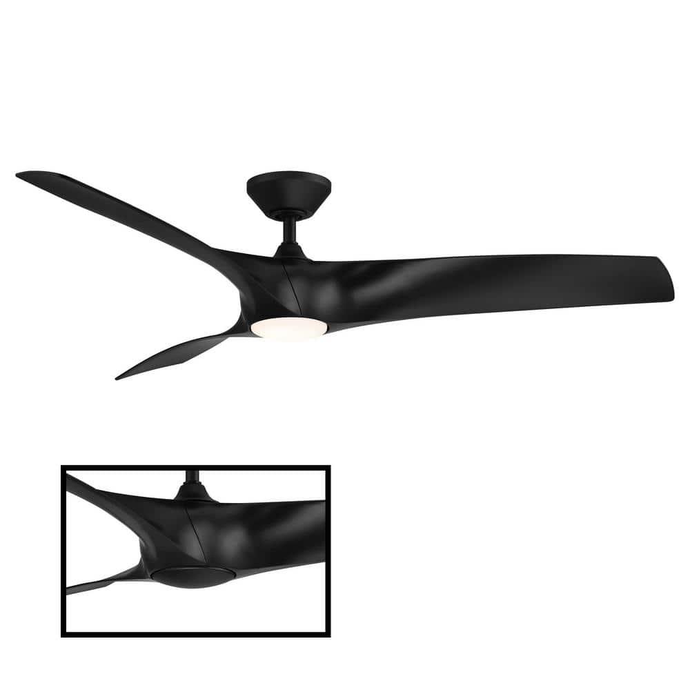 Zephyr 62" Matte Black Dimmable LED Smart Ceiling Fan with Remote Control
