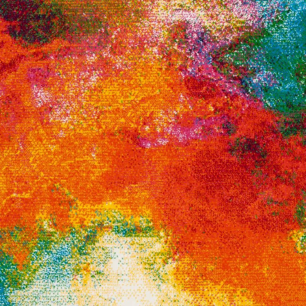 Watercolor WTC619 Power Loomed Area Rug - Orange/Green - 6'7"x9' - Safavieh.