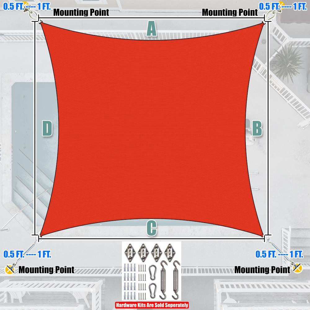 Amgo 10' x 13' Red Rectangle Sun Shade Sail Canopy Awning UPF50+ AGTAPR0810, 95% UV Blockage, Water & Air Permeable, Commercial and Residential, 3 Years Warranty (We Make Custom Size)