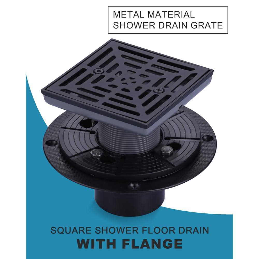 Aleasha 4.5 In. Floor Drain With Square Stainless Steel Screw-Tite Strainer AL-9L05B