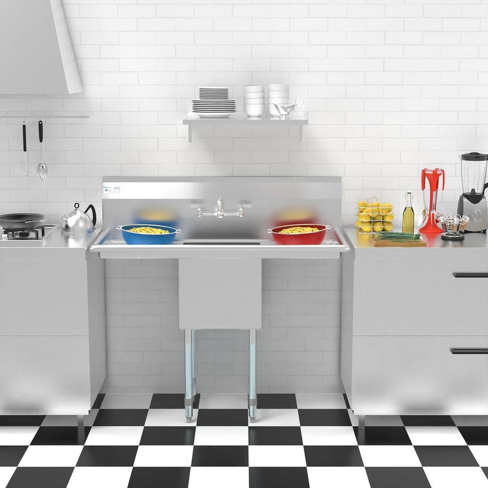 Stainless Steel Commercial Kitchen Prep Sink with Dual Drainboards