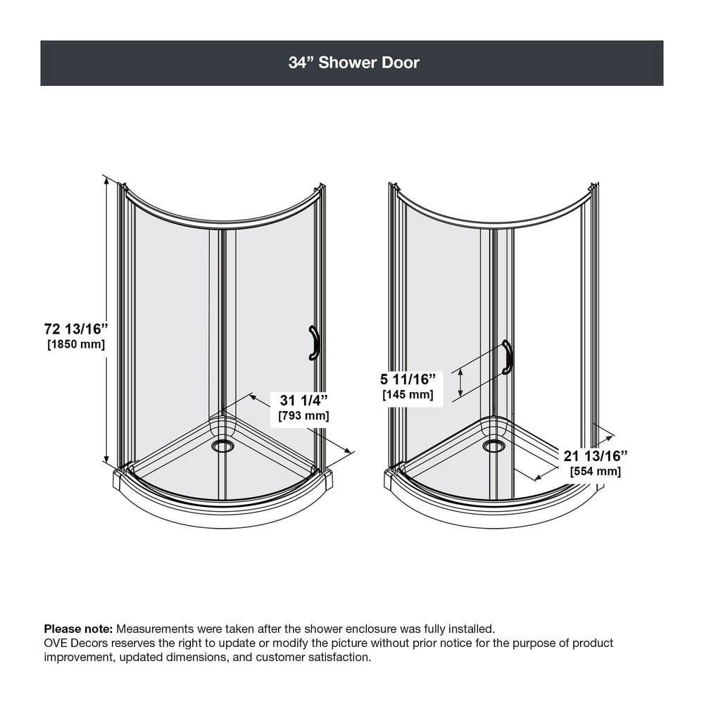 OVE Decors Breeze 35 in. Round Shower Kit w/ Clear, Base