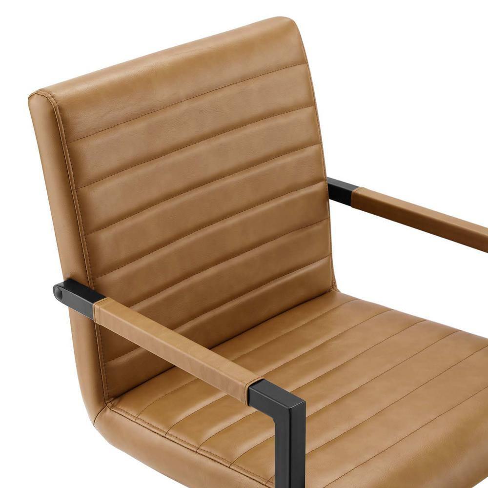 Modway Savoy 16.5" Faux Leather & Metal Dining Chairs in Tan/Black (Set of 2)