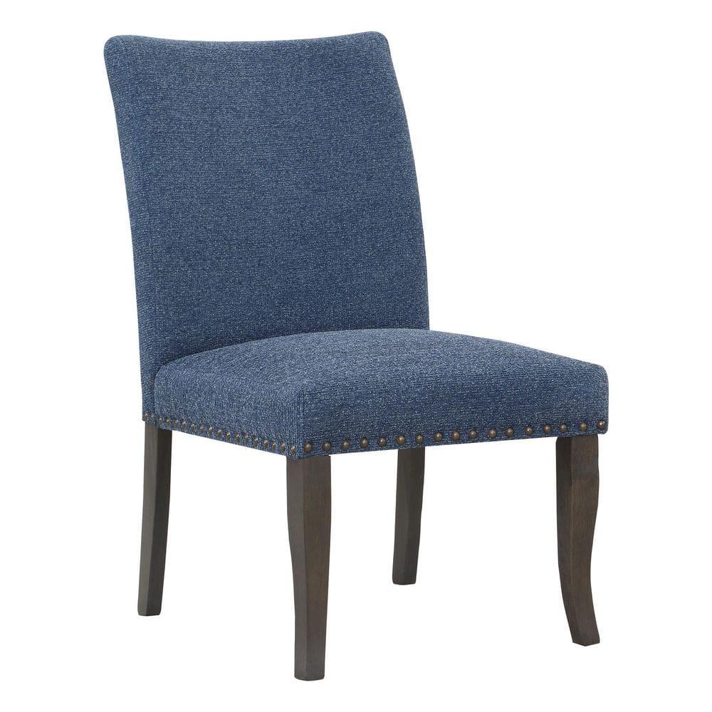 Hamilton Dining Chair 2-Pack with Gray Washed Legs in Atlantic Blue Fabric