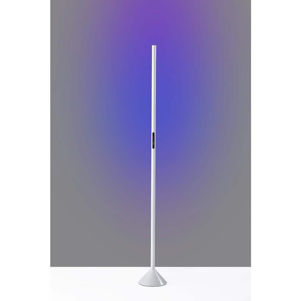 Matte White LED Floor Lamp with Slide Dimmer and RGB Switch