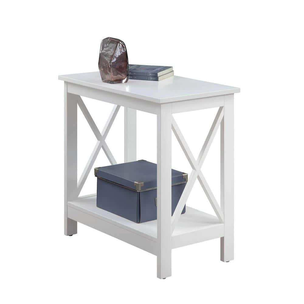 Oxford Chairside End Table with Shelf, White