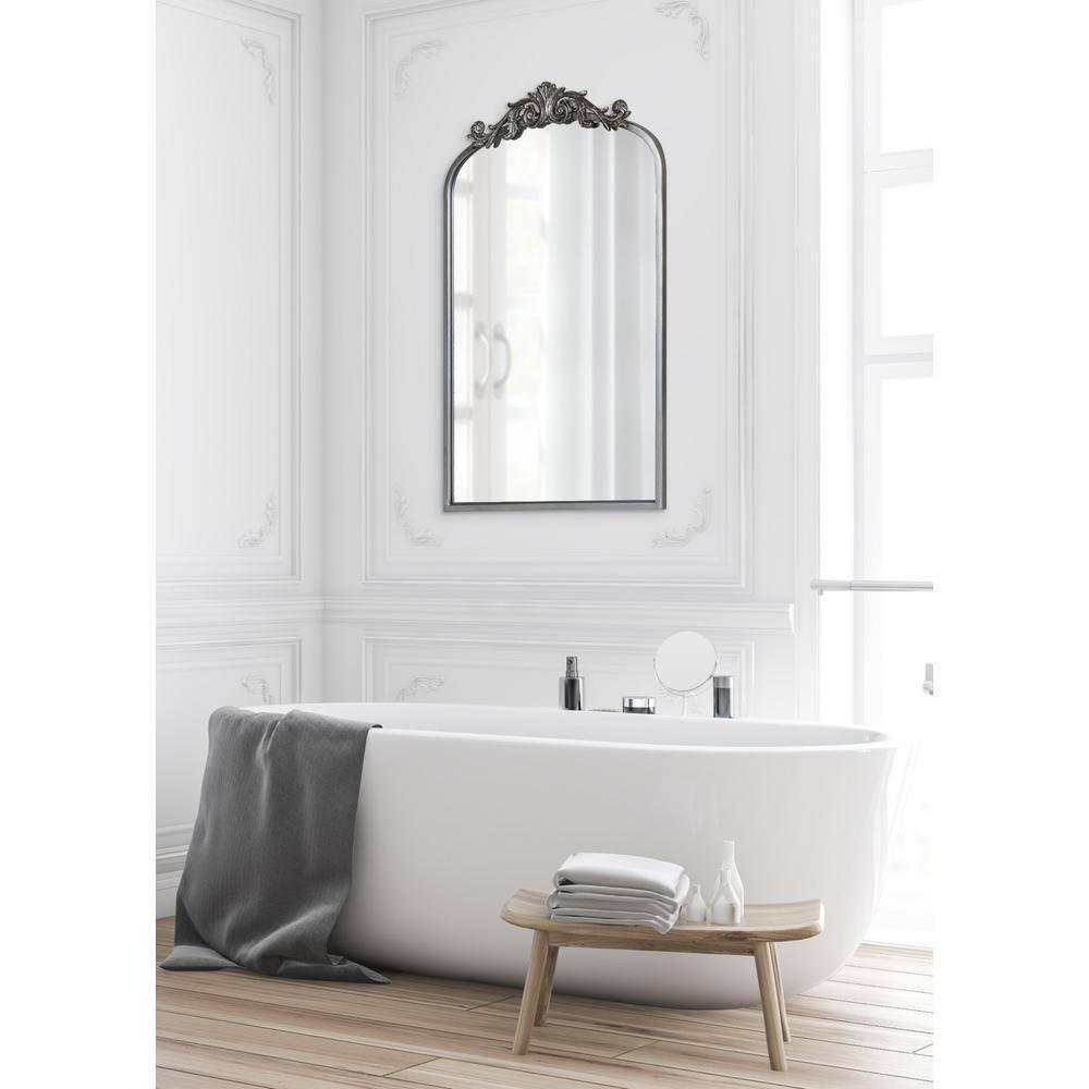 19" x 31" Arendahl Traditional Arch Decorative Wall Mirror Silver - Kate & Laurel: Metal Frame, Baroque Inspired, Easy to Hang