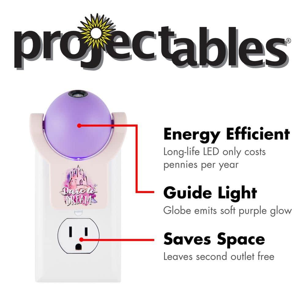 Projectables Disney Princess LED Night Light Plug-in, Dusk-to-Dawn, Ariel, Belle, and Jasmine on Ceiling, Floor, or Wall, Ideal for Girls Room, Nursery, Playroom, Bathroom, Bedroom, 13230, 1-Image