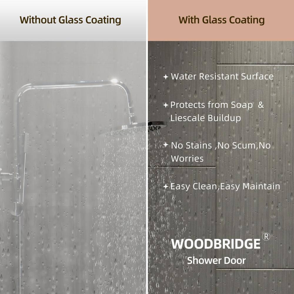 WoodBridge 44-48" W x 80" H Double Sliding Semi- Frameless Shower Door with 5/16"(8mm) Clear Tempered Glass SURFK-4880--CH