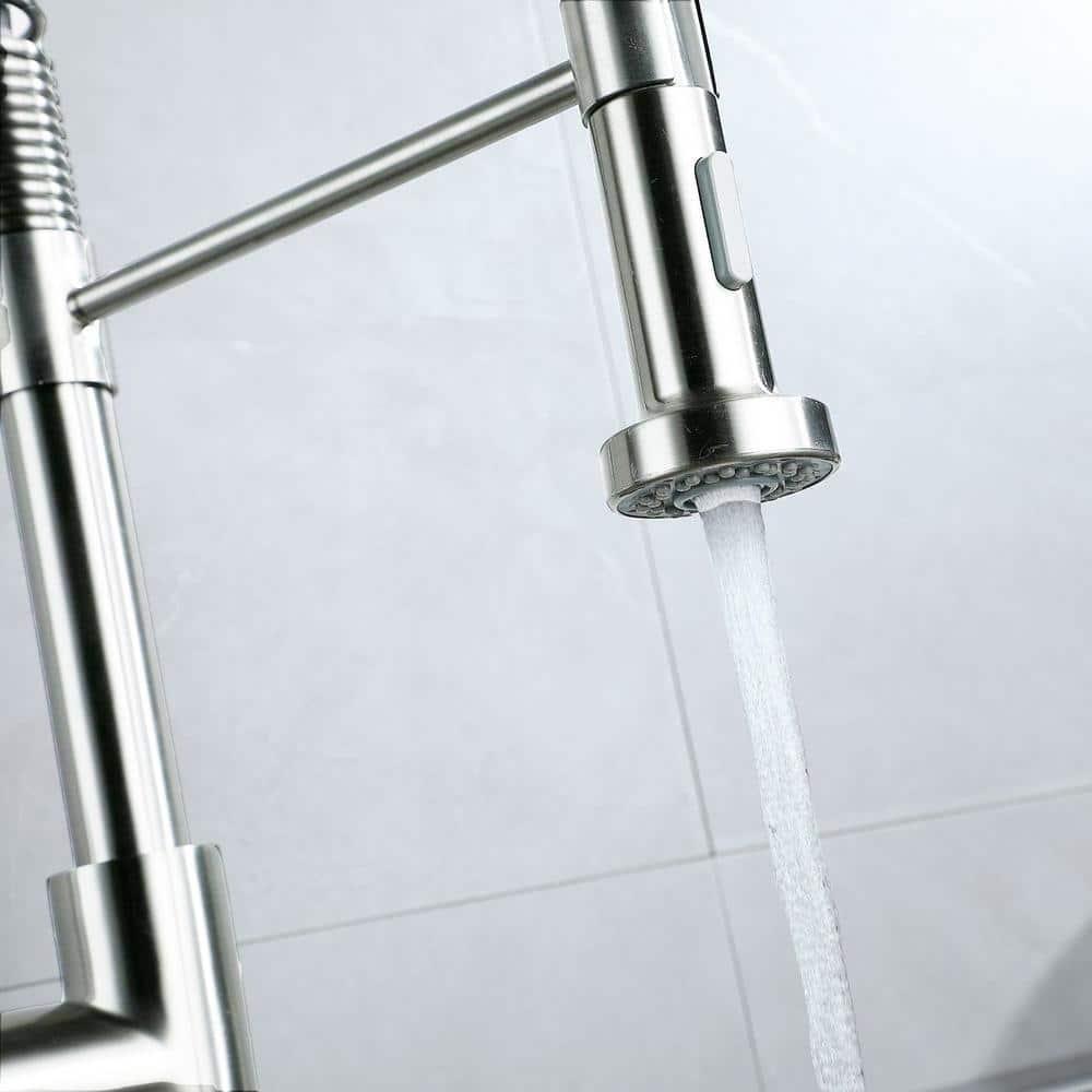 PENGFANG WORLDWIDE LLC Single Handle High Arc Pull Out Kitchen Faucet With Sprayer S2D0033BN