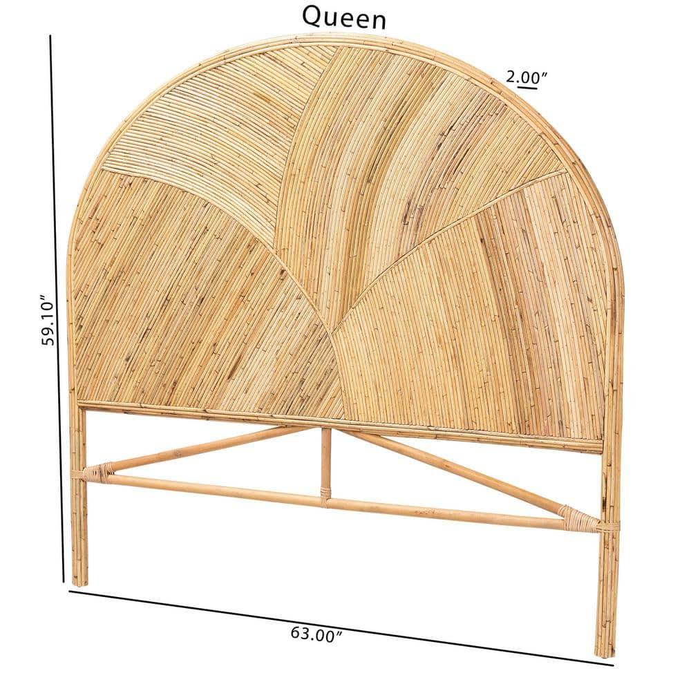 bali & pari Queen Seana Rattan Standalone Headboard Honey: Artisan-Crafted, Bohemian Design, No Mount Needed