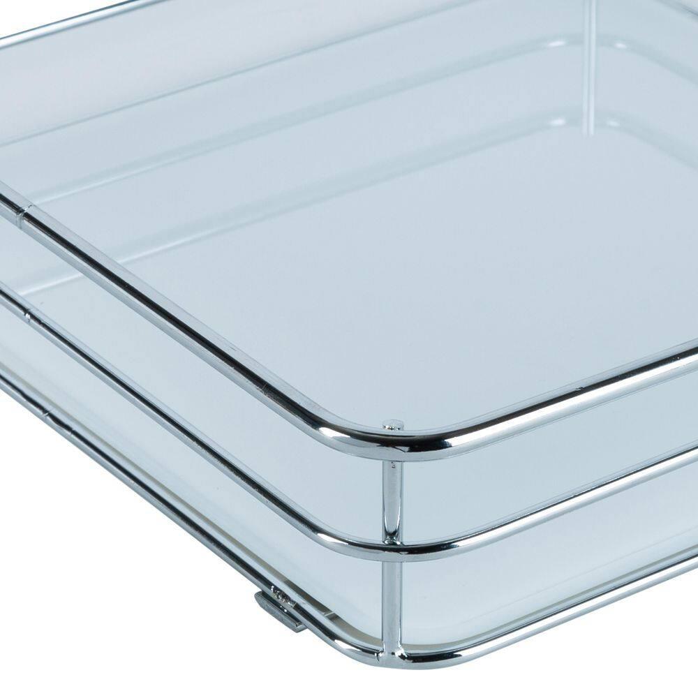 Square Vanity Tray with Glass Chrome - Elle Décor: Steel Bathroom Organizer, Perfume Display, Spot Clean