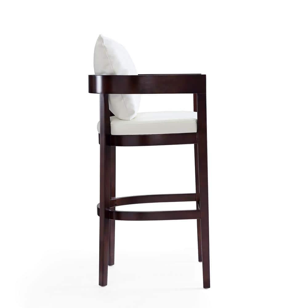 Ritz Upholstered Beech Wood Barstool Ivory - Manhattan Comfort: Gold Footrest, 30.5" Height, No Assembly Required