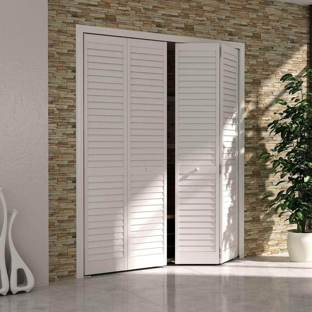 Plantation Louver Louver White Solid Pine Core Bi-fold Door