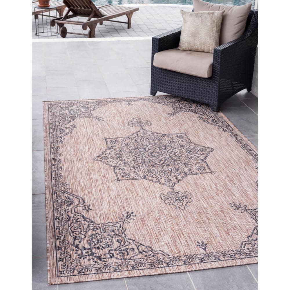 Unique Loom 9' 0 x 12' 2 Rectangle Indoor/Outdoor Traditional Beige Area Rug