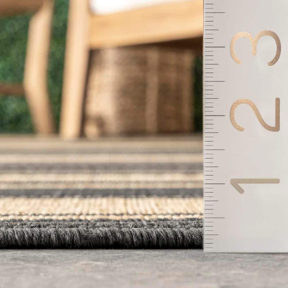 Lauren Liess x Rugs USA - Romy Striped Indoor/Outdoor Area Rug Charcoal 8x10