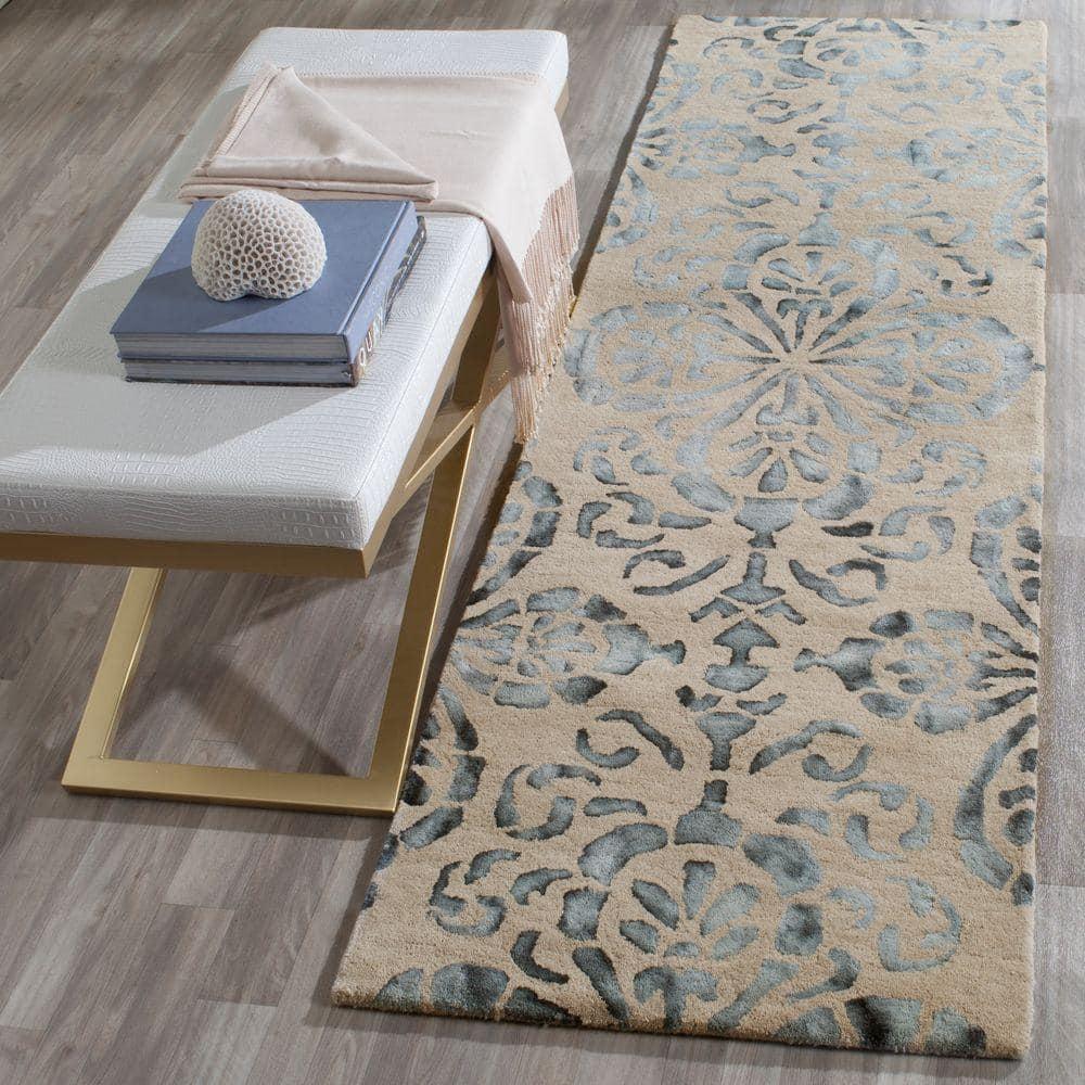 SAFAVIEH Dip Dye Collection 2' x 3' Ivory / Navy DDY719P Handmade Premium Wool Accent Rug