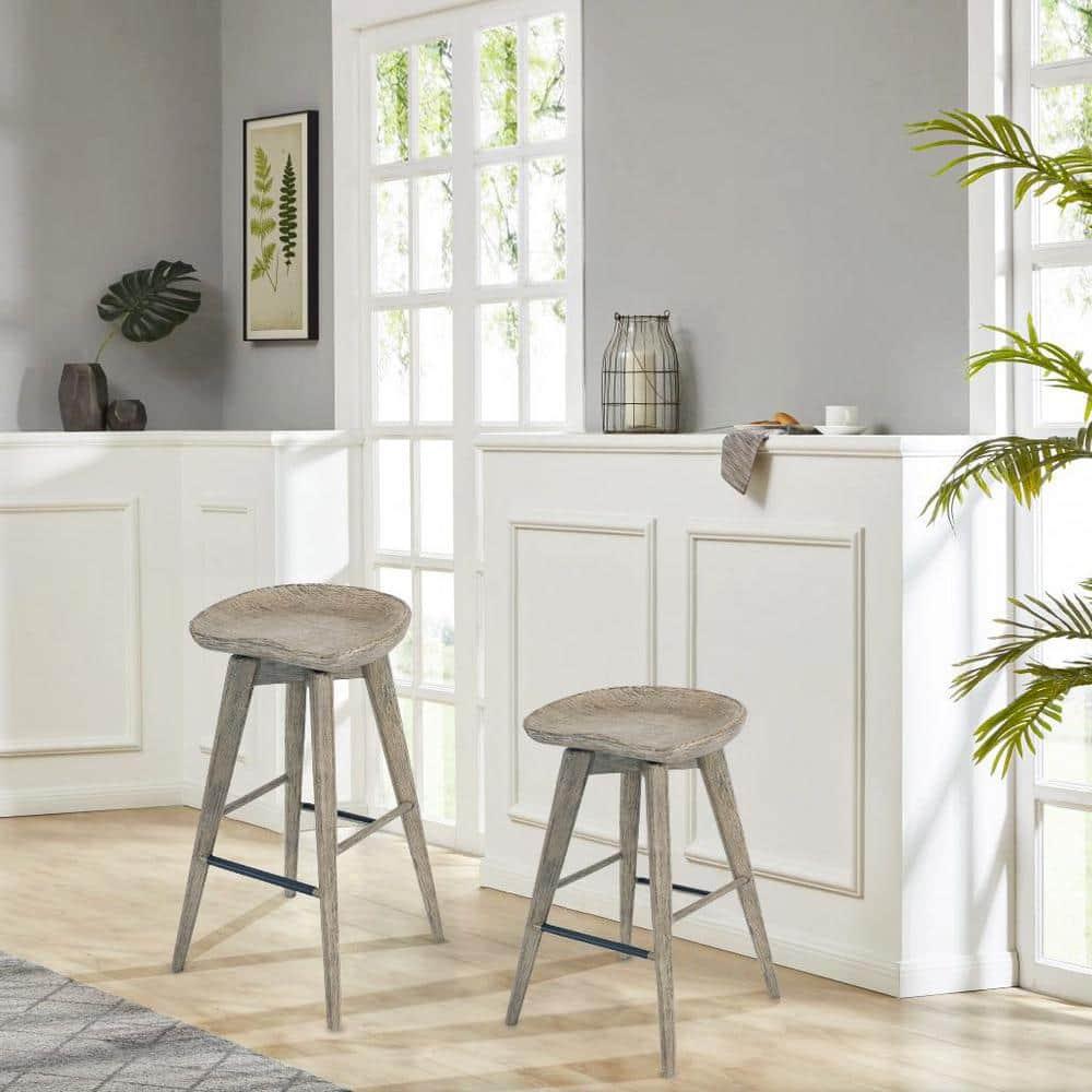 Boraam 31" Bali Swivel Counter Height Barstool Barnwood: Hardwood Frame, 300 lbs Capacity, Backless Design