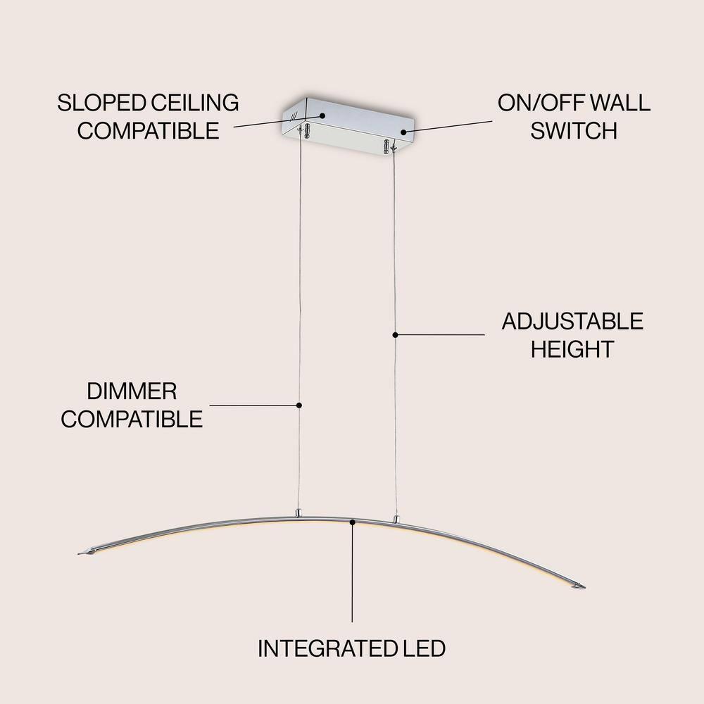 41.5" Chrome Adjustable LED Linear Pendant Light