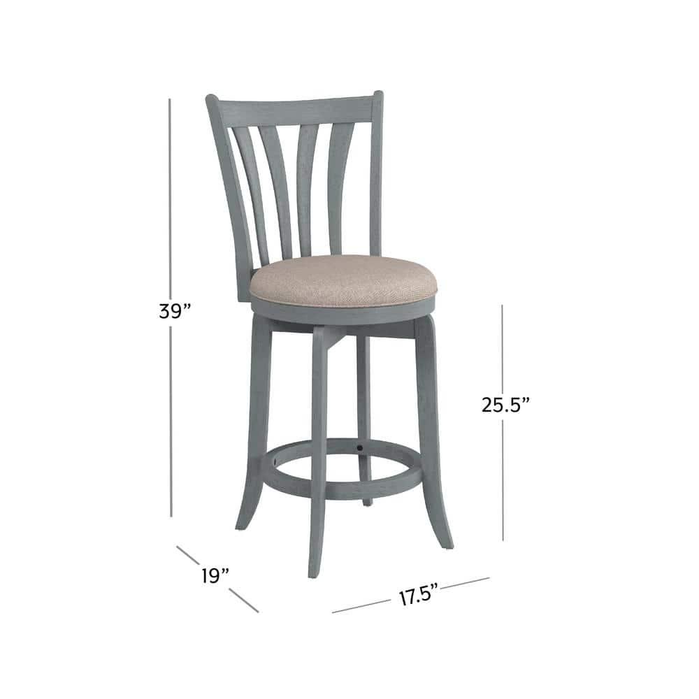 Hillsdale Furniture 25.75" Savana Swivel Counter Height Barstool Blue (Wirebrush)/Cream : Upholstered, Wood Legs, 250lb Capacity
