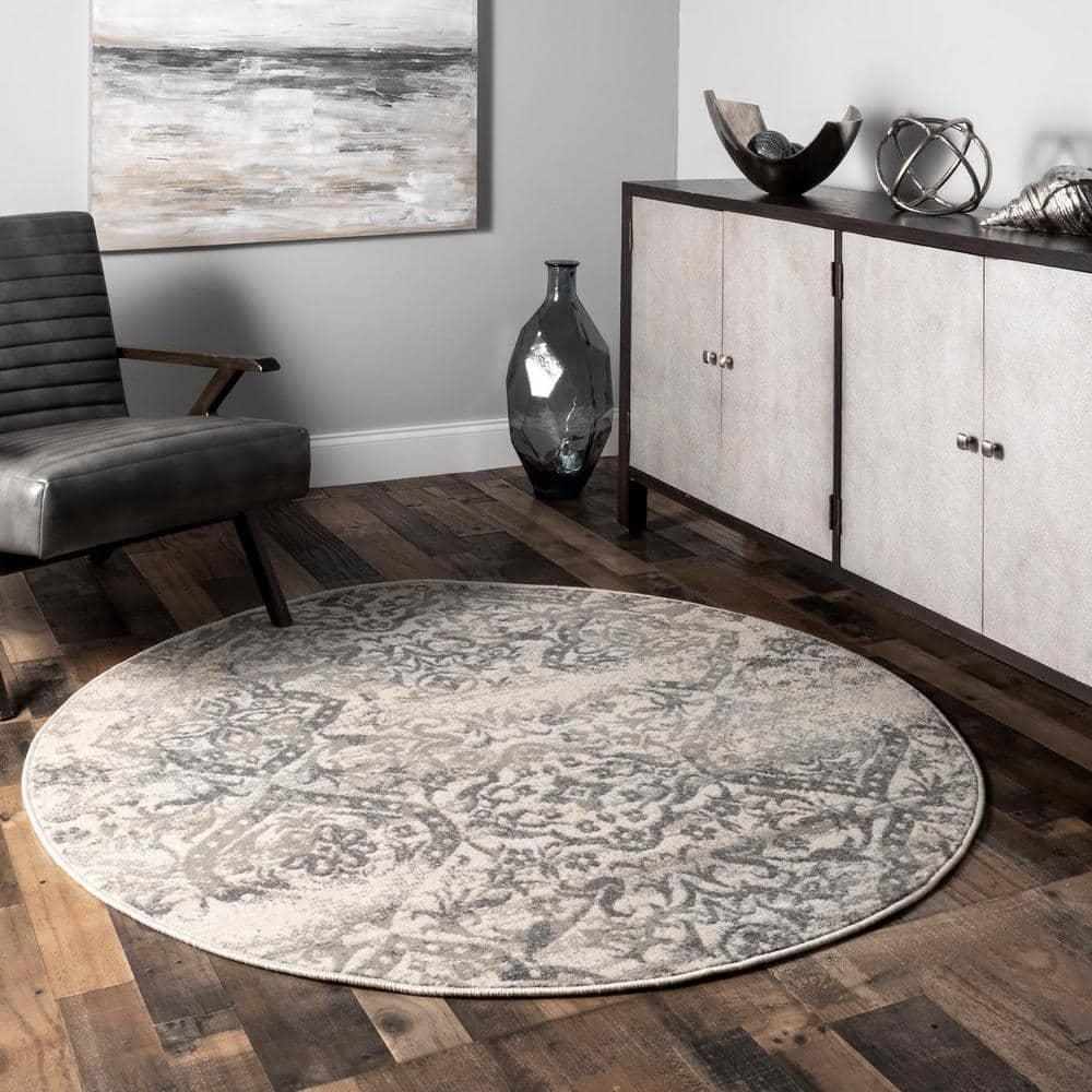 Nuloom Freja Floral & Paisley 2x14 Runner Indoor Area Rug for Living Room Bedroom Dining Room Entryway Hallway Kitchen, Grey/Cream