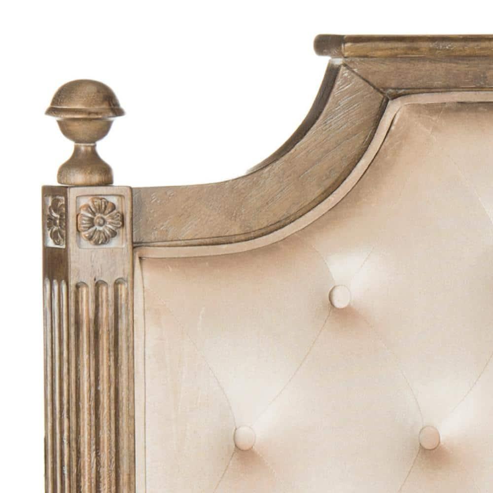 SAFAVIEH Rustic Wood Tufted Upholstered Headboard, Full, Beige Velvet