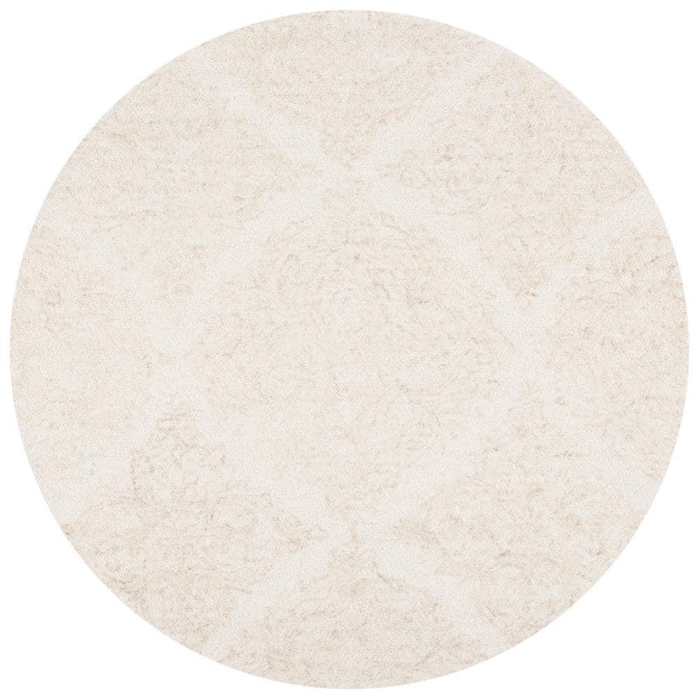 Abstract ABT279 Handmade Tufted Area Rug - Beige/Grey - 6' X 6'  Round - Safavieh