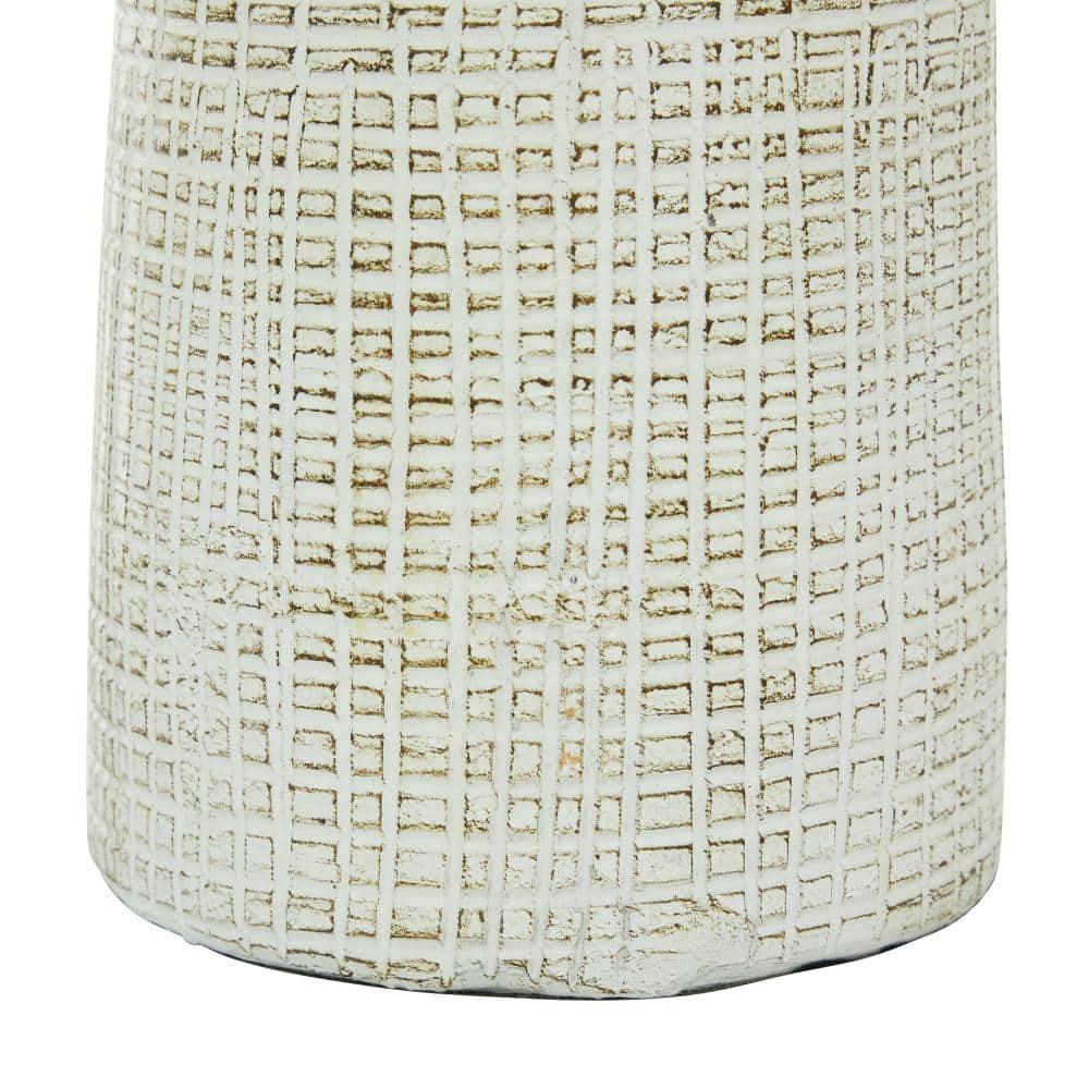 17" x 7.5" Terracotta Vase White - Olivia & May: Coastal Style, Indoor Ceramic, Round Amphora