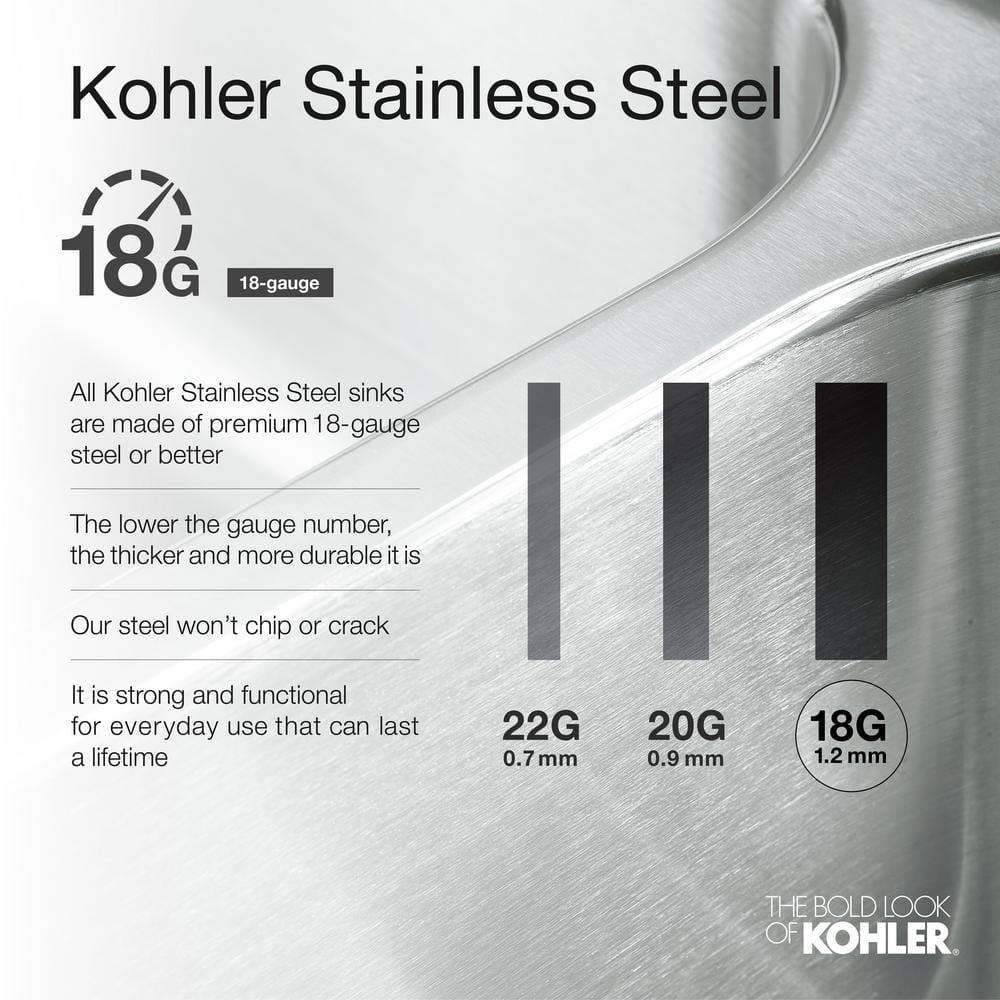 Kohler K-75791-1 Verse 33" Double Basin Drop-In Or Undermount Stainless Steel Kitchen Sink