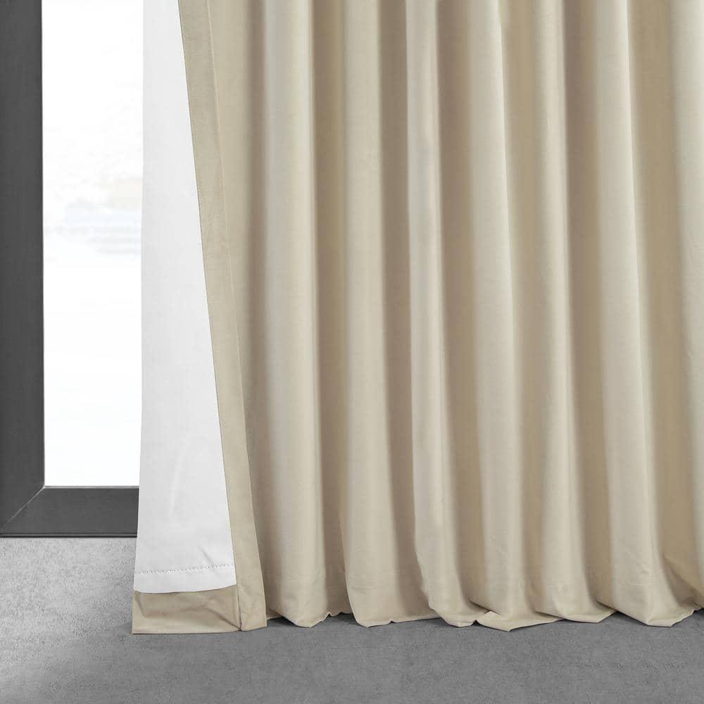 Exclusive Fabrics  Signature Extra Wide Blackout Velvet Curtains (1 Panel) - Luxurious Blackout Drapes Neutral Ground 100 x 84 84 Inches