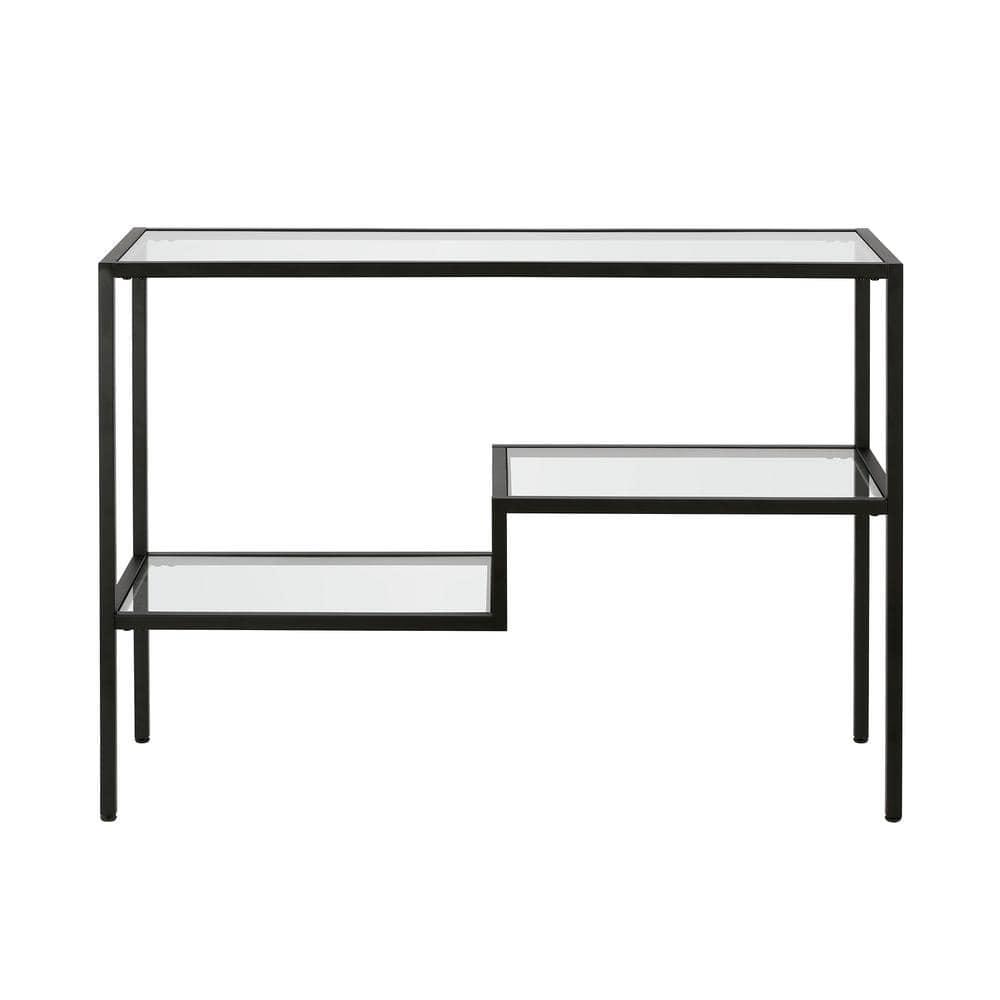 Evelyn&Zoe Lovett 42" Wide Rectangular Console Table, Blackened Bronze