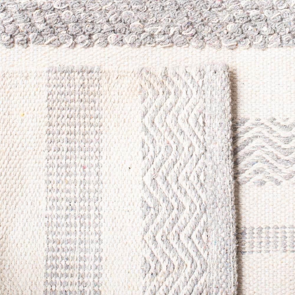 Striped Kilim STK501 Hand Woven Area Rug - Ivory/Grey - 8'x10' - Safavieh.
