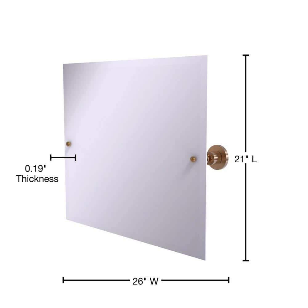 Frameless Landscape Rectangular Tilt Mirror with Beveled Edge in Brushed Bronze