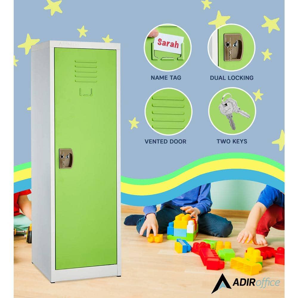 48-Inch Green and Off-White Steel Kids Storage Locker