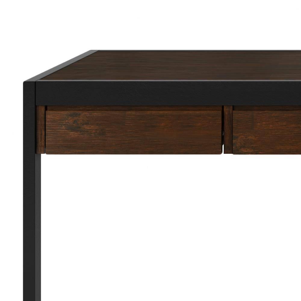 Simpli Home Erina 48"W Solid Acacia Wood Small Desk, Industrial Style with Keyboard Tray and 2 Drawers